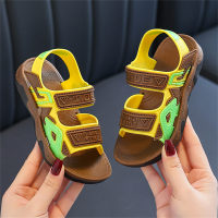 Sandalias casuales color block para niños medianos y grandes.  Amarillo