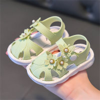 Zapatos de bebé con puntera con hebilla, suela suave antideslizante, sandalias para niños para uso doméstico y exterior  Verde