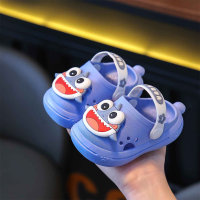 Buraco antiderrapante sola macia dos desenhos animados do bebê sapatos da criança sandálias de dedo fechado  Azul
