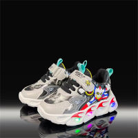 2022 new light-up cartoon Superman children's shoes new boys sports light-up baby toddler shoes for small and medium-sized children's light shoes  Black