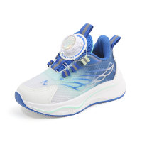 Children's Sports Shoes 2024 Spring and Autumn Boys' Casual Shoes Swivel Button Girls' Running Shoes Soft Sole Baby Net Shoes  Blue
