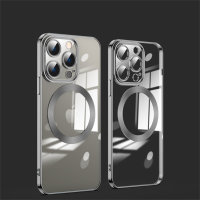 Adults suitable for Apple 15ProMAX mobile phone case transparent magnetic suction  Black