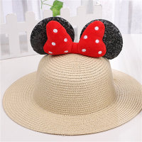 Sun protection sunshade basin hat, sweet and cute bow, big brim fisherman hat, beach hat  Beige