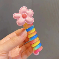 Corde à cheveux enroulée en tournesol coloré et bouclé pour enfants  Multicolore