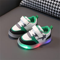 Luminous shoes, light-up sneakers, casual leather sneakers  Black