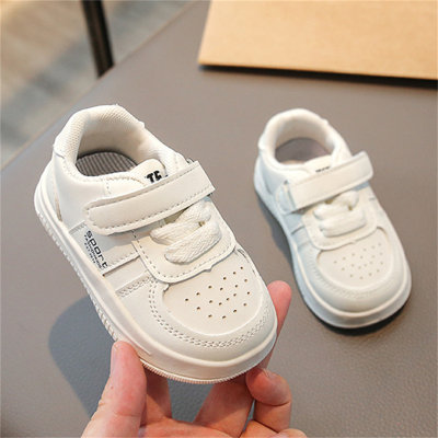 Girls' soft sole leather sneakers white shoes