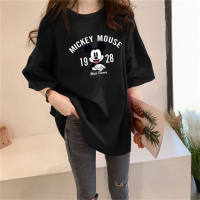 Women's Mickey Mouse T-shirt with graffiti letters  Black