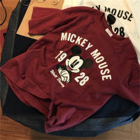 Women's Mickey Mouse T-shirt with graffiti letters  Red