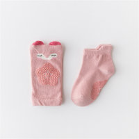 2-teilige Baby-Socken im Cartoon-Tier-Stil aus reiner Baumwolle  Rosa