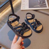 Roman sandals with soft soles and fashionable style  Black