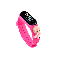 Relógio de boneca LED princesa anime infantil  Rosa