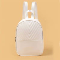 Toddler V-pattern embroidered fashionable backpack with fresh and sweet style  White