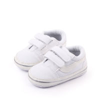 Primavera e outono 0-1 ano de idade sapatos de bebê casuais sapatos de bebê preto e branco duplo velcro sapatos de criança atacado 2375  Branco