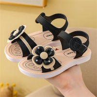 Soft bottom non-slip comfortable fashionable flower princess shoes sandals  Black