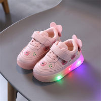 Leuchtende Schuhe für Kleinkinder, weiße Schuhe mit weicher Sohle  Rosa