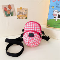 Creative hat shoulder bag, cool and cute checkerboard coin accessory bag  Pink