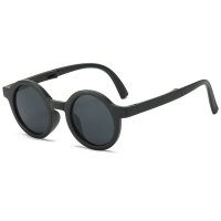 Toddler Retro round frame children's fashionable folding sunglasses  Black