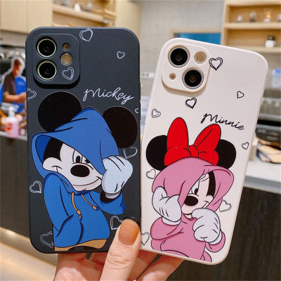 Cartoon x Couple Mickey Minnie Applicable to iPhone 13 Mobile Phone Case Apple 14pro Straight Edge Rubik's Cube 11 All-inclusive