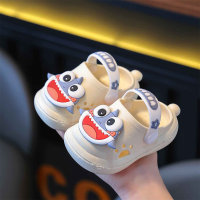 Hole non-slip soft sole cartoon infant toddler shoes toe-cap sandals  White