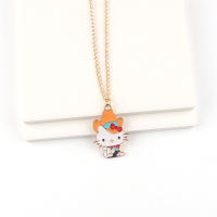Toddler Cute KT Cat Alloy Pendant Necklace Creative Cute Design Girly Heart  Multicolor