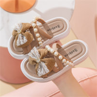 Princess shoes beach shoes soft bottom non-slip pearl outdoor wear all-match sandals  Khaki