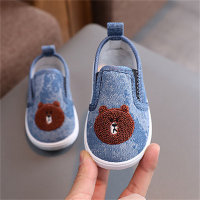 Zapatillas informales, zapatos de bebé, zapatos de lona para niños de primavera y otoño, zapatillas sin cordones para interiores de jardín de infantes de suela blanda, zapatos individuales  Azul