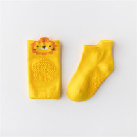 Calcetines estilo animal de dibujos animados de algodón puro para bebé de 2 piezas  Amarillo