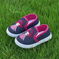 Lightweight and breathable little girl's children's canvas shoes spring and autumn style slip-on girls' single shoes  Deep Blue