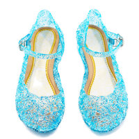 Zapatos congelados de Halloween Zapatos de cristal Frozen Elsa Cenicienta niñas zapatos de princesa niños comercio exterior niños  Azul