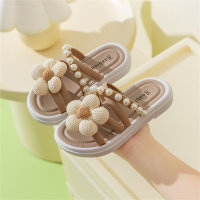 Thick-soled flower slippers for wearing as outerwear, fairy-style Roman sandals  Khaki