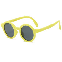 Toddler Retro round frame children's fashionable folding sunglasses  Yellow