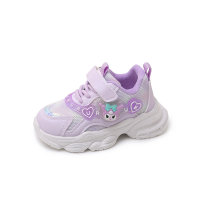 2024 Primavera y otoño Nuevos zapatos de princesa Niñas Zapatos deportivos súper suaves Zapatos de red para niños Iluminación de moda Zapatos para correr de suela blanda de moda  Púrpura