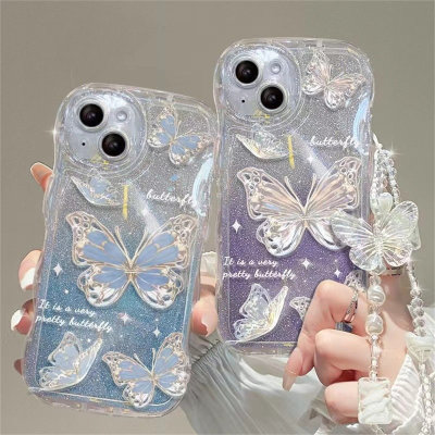 Wave fairy butterfly suitable for apple 15promax transparent iphone15pro silicone 15 glitter soft shell ins