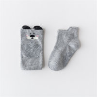 2-teilige Baby-Socken im Cartoon-Tier-Stil aus reiner Baumwolle  Grau