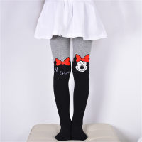 Pantimedias para niños, calcetines de baile tejidos para niñas, leggings de Mickey Mouse con retales  Negro