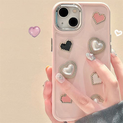 Hot pink three-dimensional love iPhone13promax mobile phone case Apple 14pro set 12 female 11 soft xr