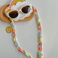 Lunettes de soleil 2 pièces avec chaîne de lunettes, ensemble de lunettes de soleil anti-UV à la mode  Beige