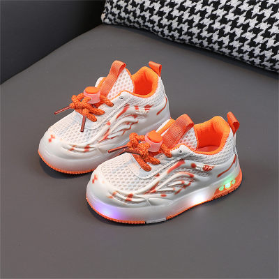 Luminous sneakers, light-up casual shoes, spring and autumn breathable children's mesh shoes