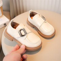 حذاء جلدي صغير على الطراز البريطاني، متعدد الاستخدامات، سهل الارتداء بنعل سميك  أبيض