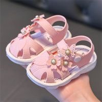 Chaussures pour bébés et tout-petits à bout boucle, semelle souple antidérapante, sandales pour enfants pour la maison et l'extérieur  Rose