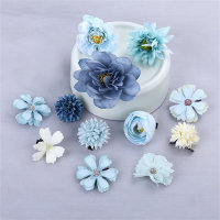 Set de horquillas infantiles de flores de 12 piezas  Azul