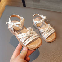 Zapatos de princesa con lazo, zapatos planos de playa para niños  Beige