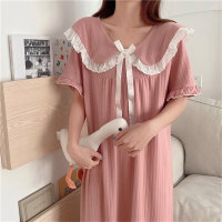 Teenage girl solid color baby doll collar nightdress  Pink