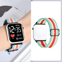 Children's colorful elastic strap led watch  Yellow