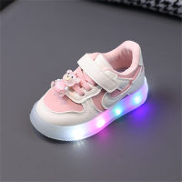 Light up sneakers leather casual shoes soft sole toddler shoes  Pink