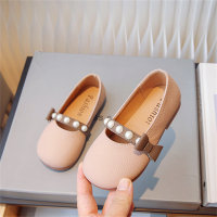 Girls bow princess shoes round toe fashion pearl leather shoes  Pink