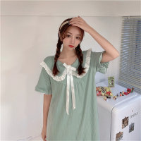 Short-sleeved doll collar sweet fairy pajamas princess style home clothes  Green