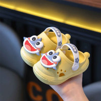 Buraco antiderrapante sola macia dos desenhos animados do bebê sapatos da criança sandálias de dedo fechado  Amarelo