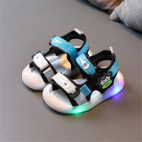 Anti-kick closed toe sandals light up beach shoes toddler shoes  Gray