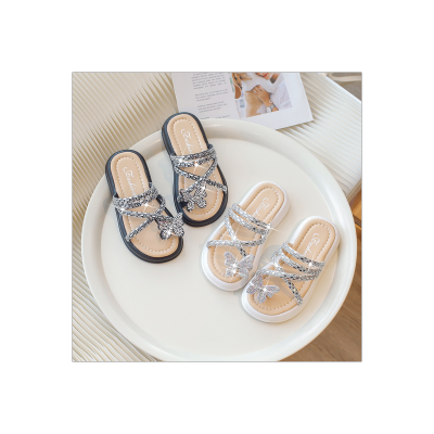 Sandalias con lazo y diamantes de imitación para niños medianos y grandes